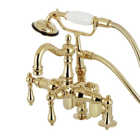 KINGSTON BRASS CC6013T2 Clawfoot Tub Faucet with Hand Shower, Polished Brass CC6013T2